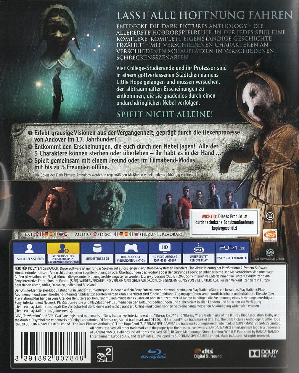Little Hope - PlayStation 4 Rückseite