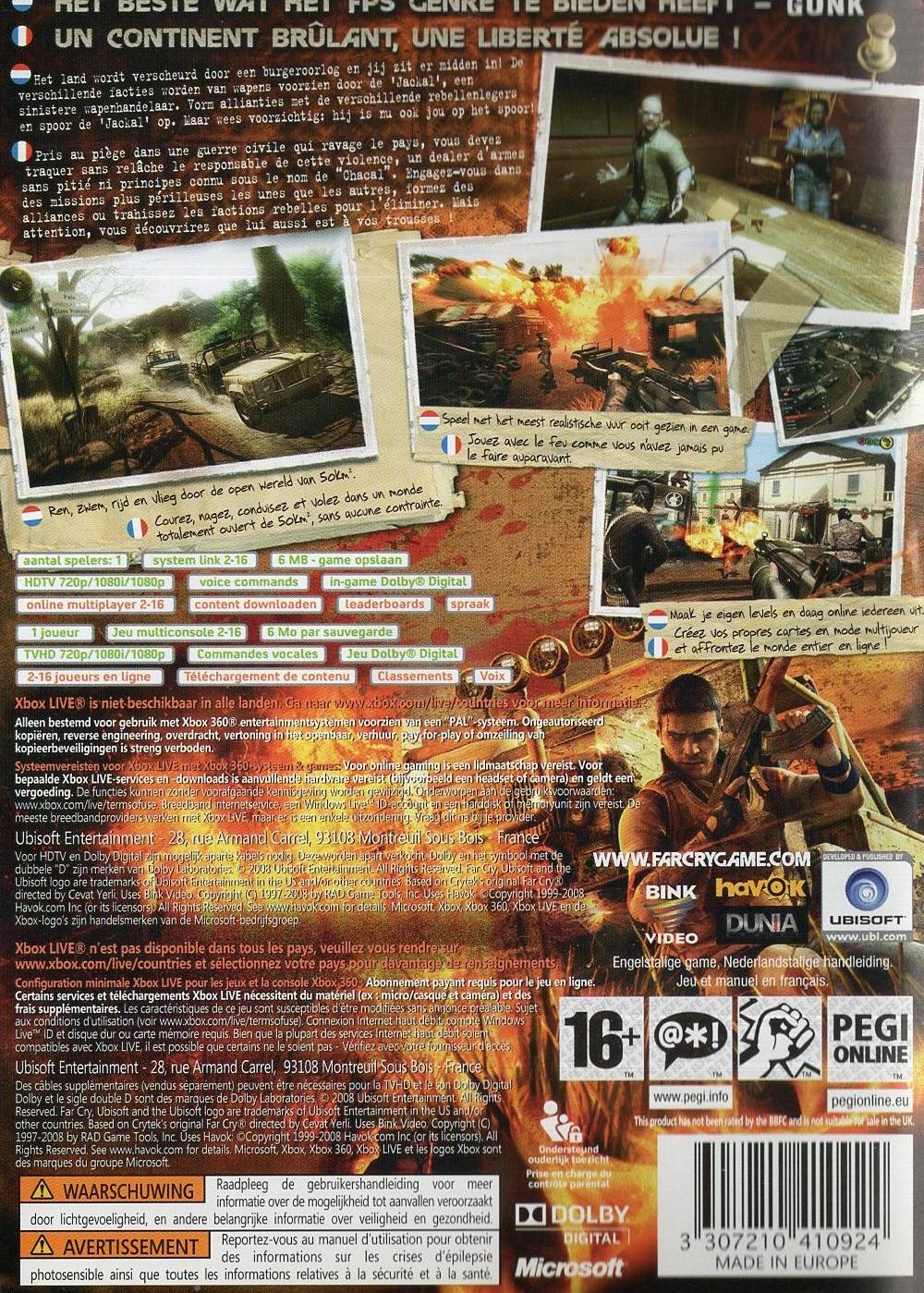 Far Cry 2 - Xbox 360 Rückseite