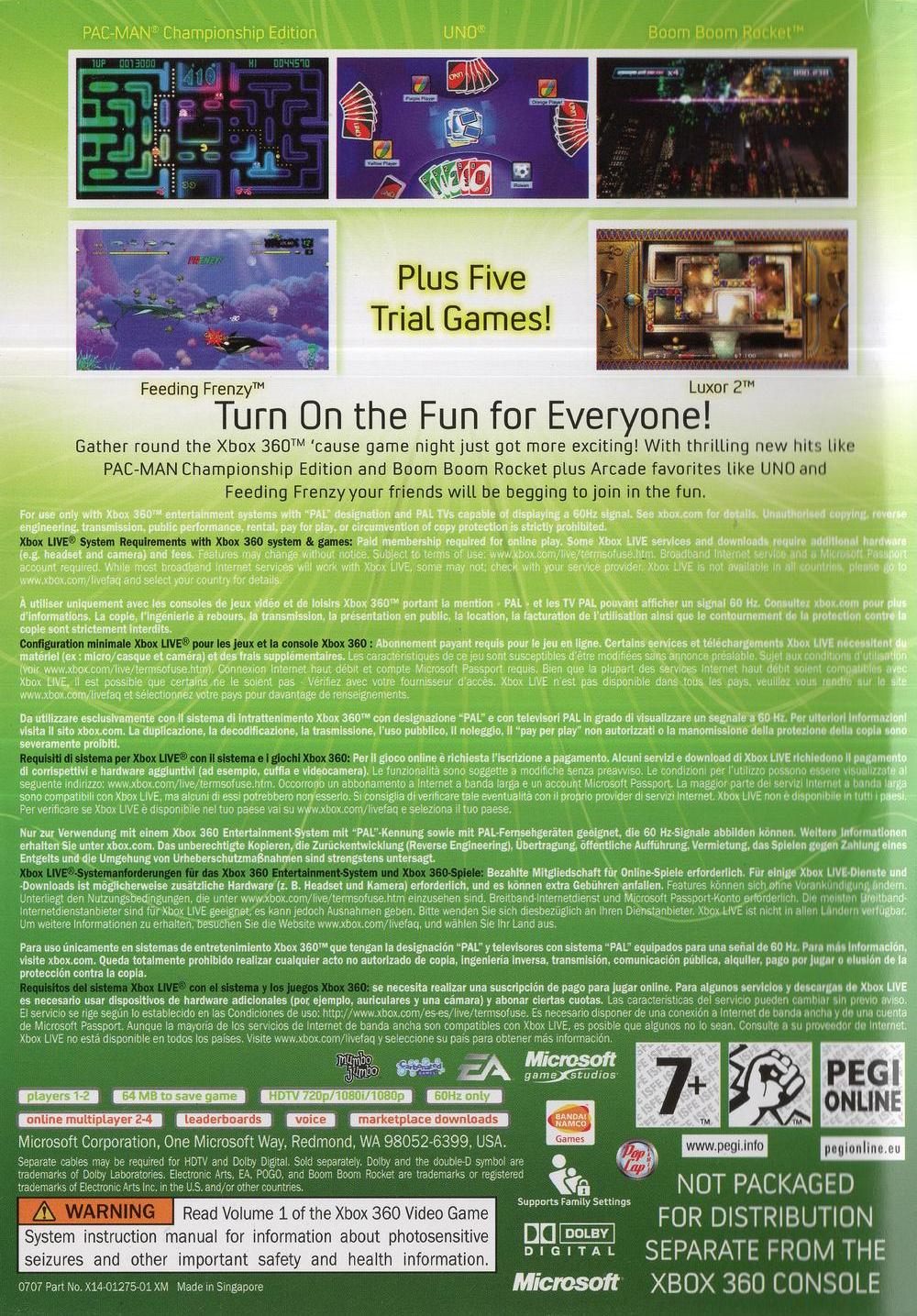 Xbox Live Arcade Compilation Disc - Xbox 360 Rückseite
