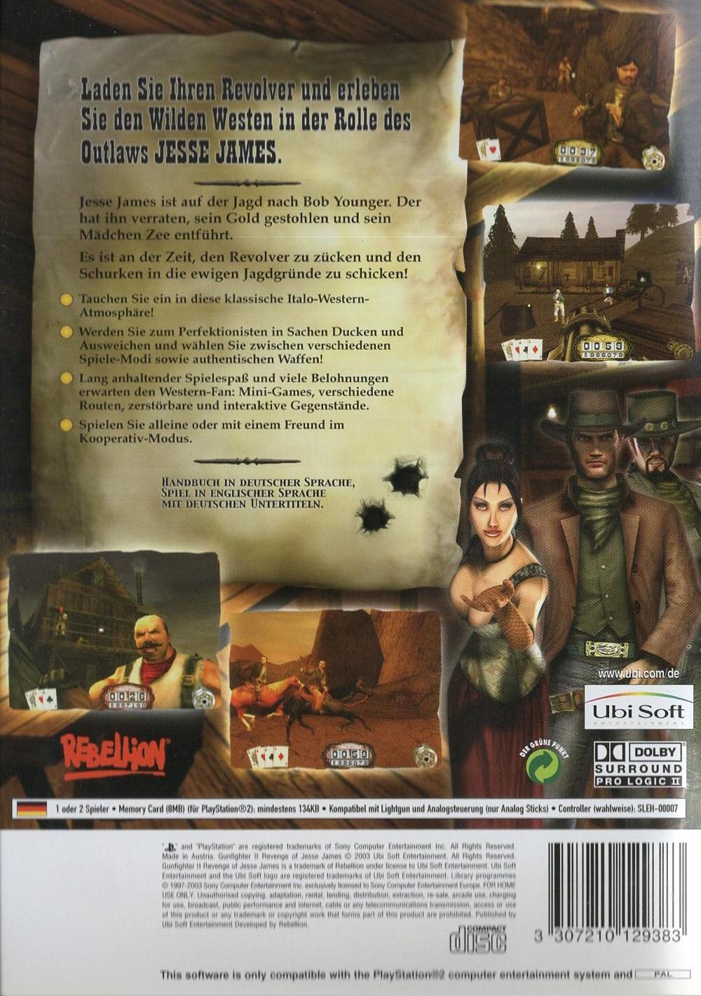 Gunfighter II - Revenge of Jesse James - PlayStation 2 Rückseite