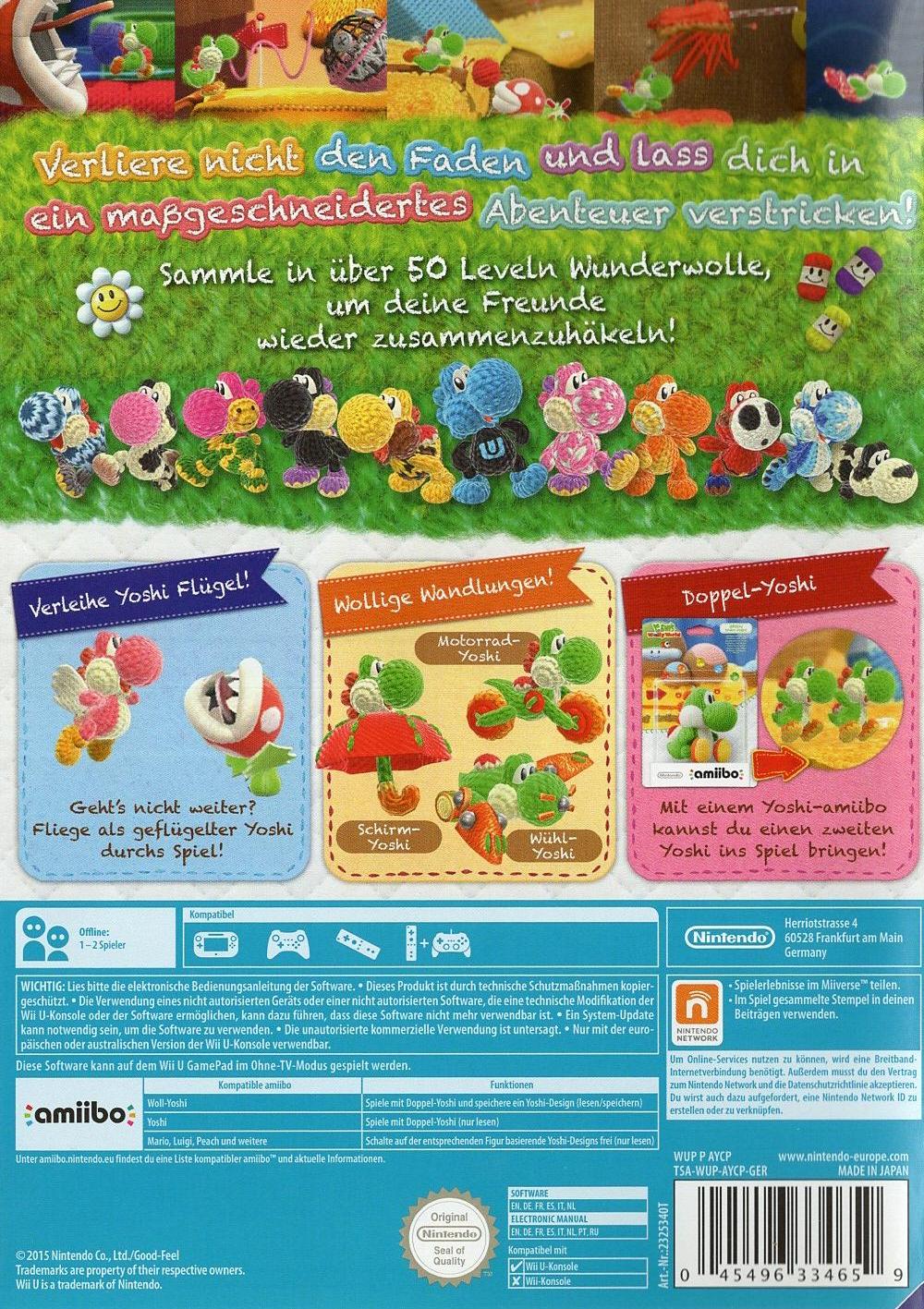 Yoshi's Woolly World - Nintendo Wii U Rückseite