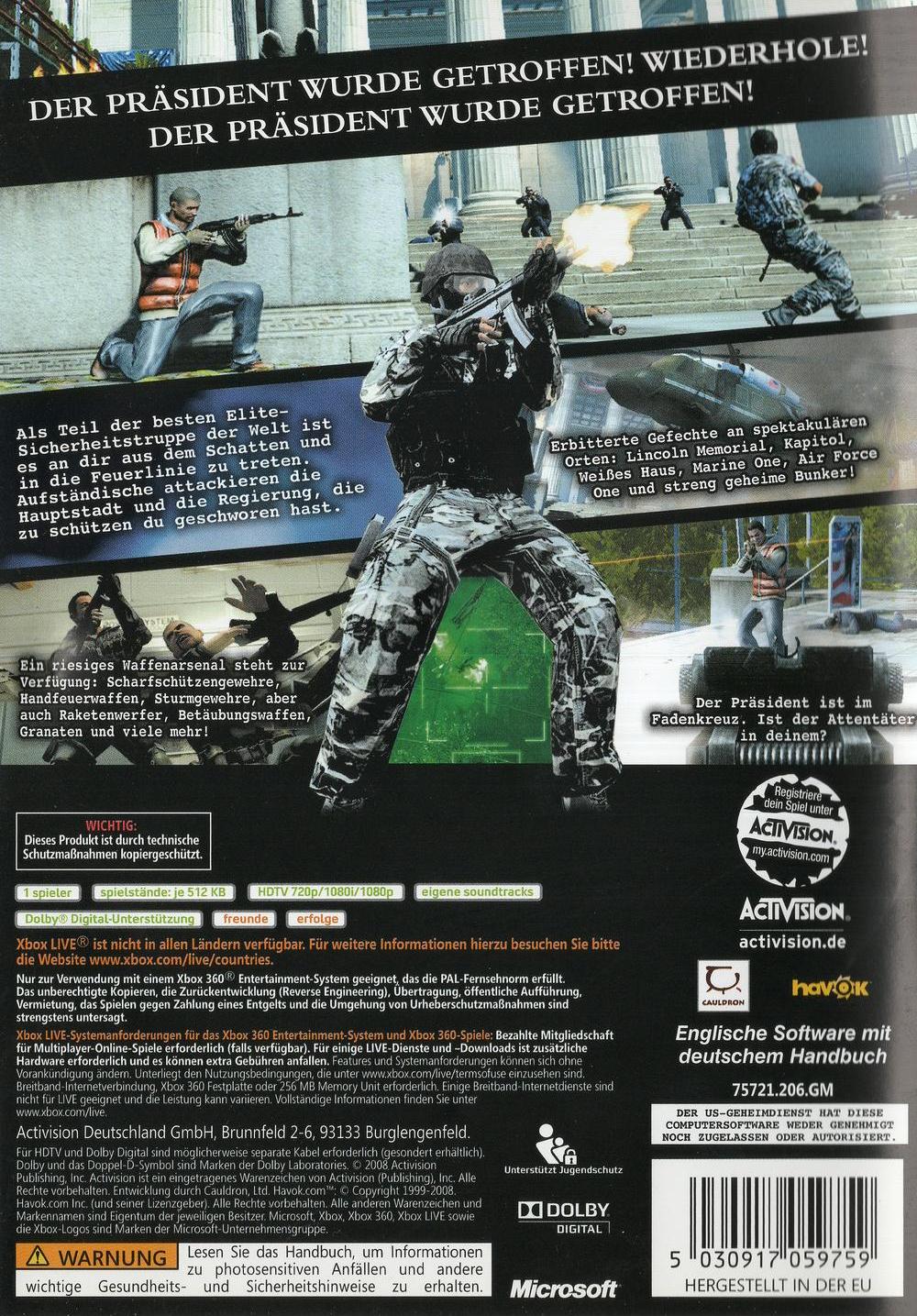Secret Service - Xbox 360 Rückseite