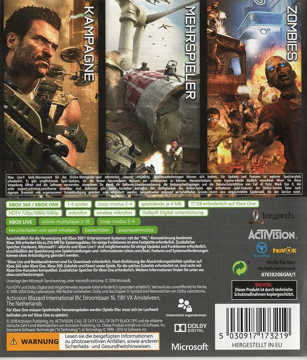 Call of Duty: Black Ops II - Xbox ONE 360 Rückseite