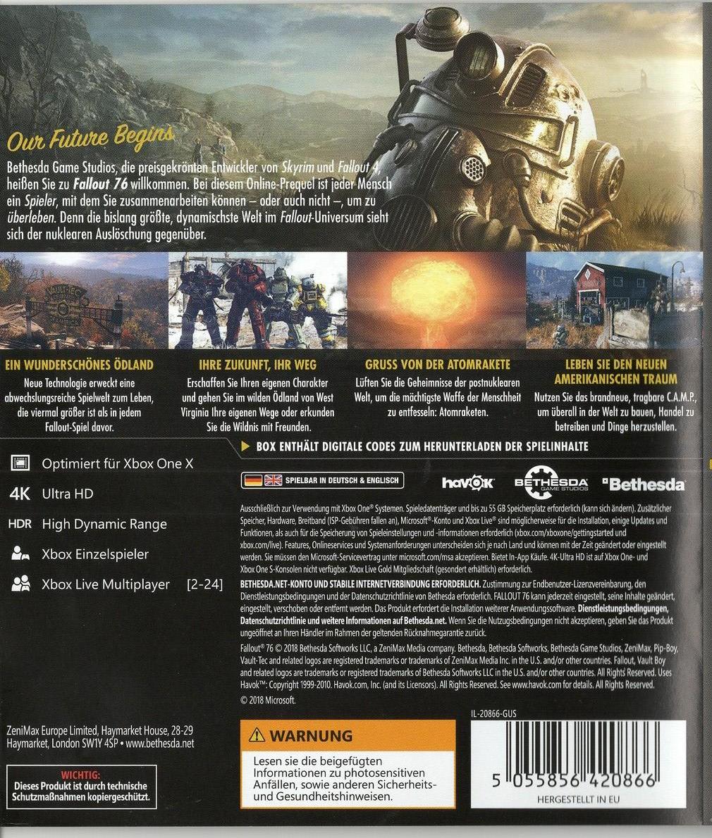 Fallout 76 - Xbox One Rückseite