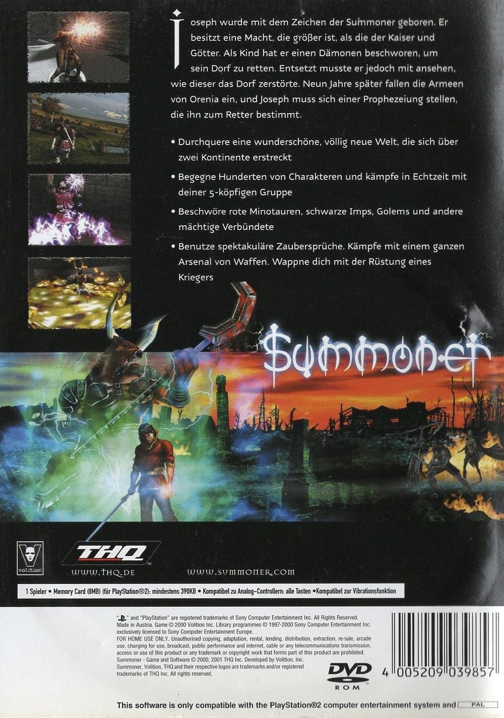 Summoner - PlayStation 2 Rückseite