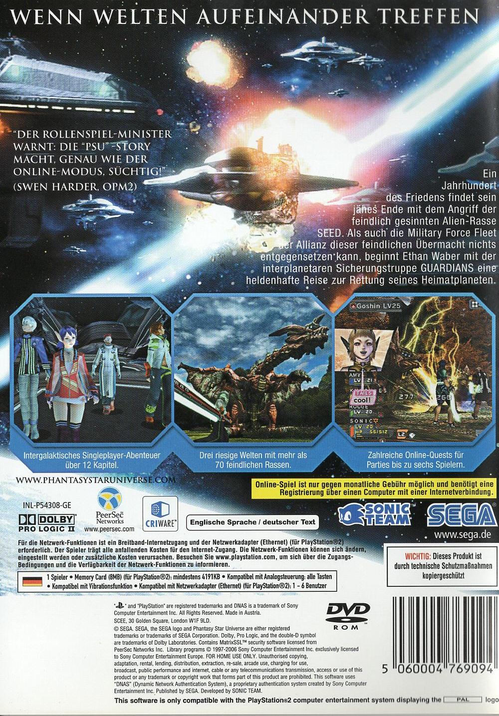 Phantasy Star Universe - PlayStation 2 Rückseite