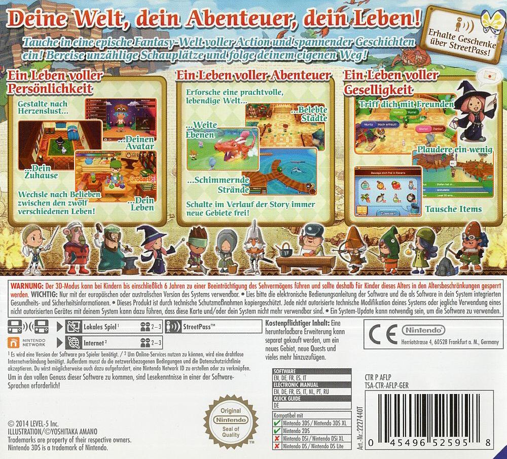 Fantasy Life - Nintendo 3DS Rückseite