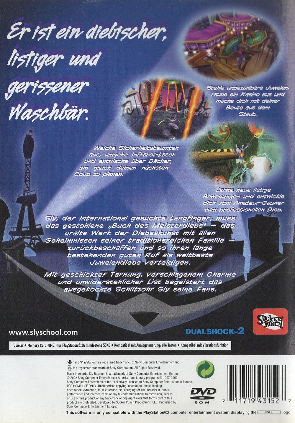 Sly Raccoon - PlayStation 2 Rückseite