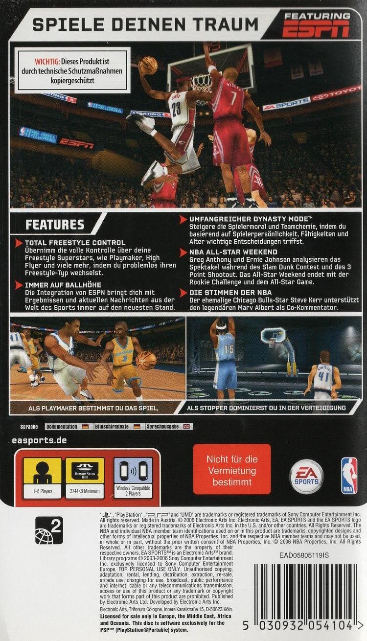 NBA Live 07 - PlayStation Portable Rückseite