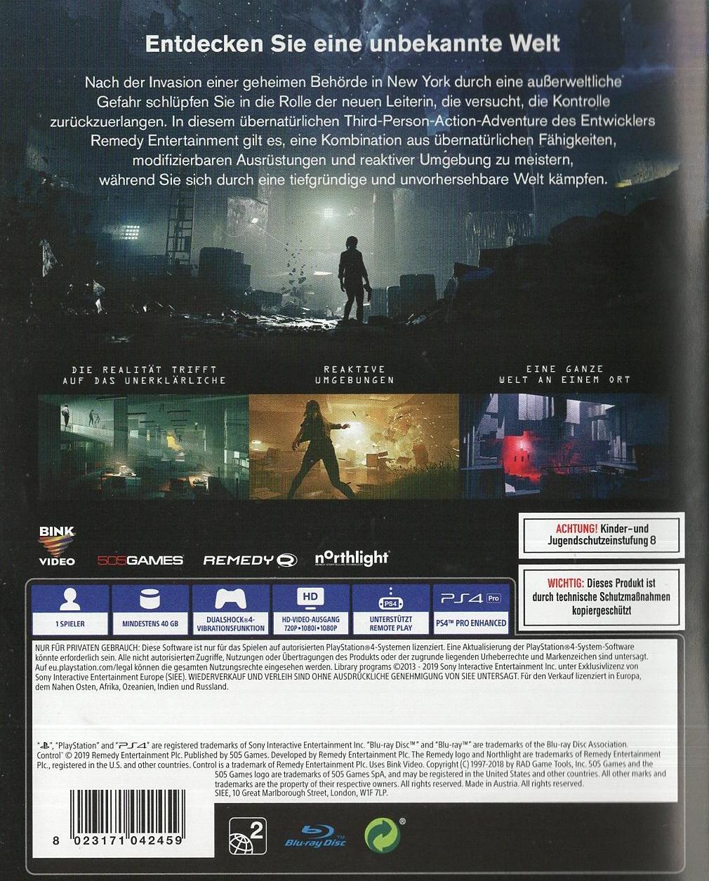 Control - PlayStation 4 Rückseite
