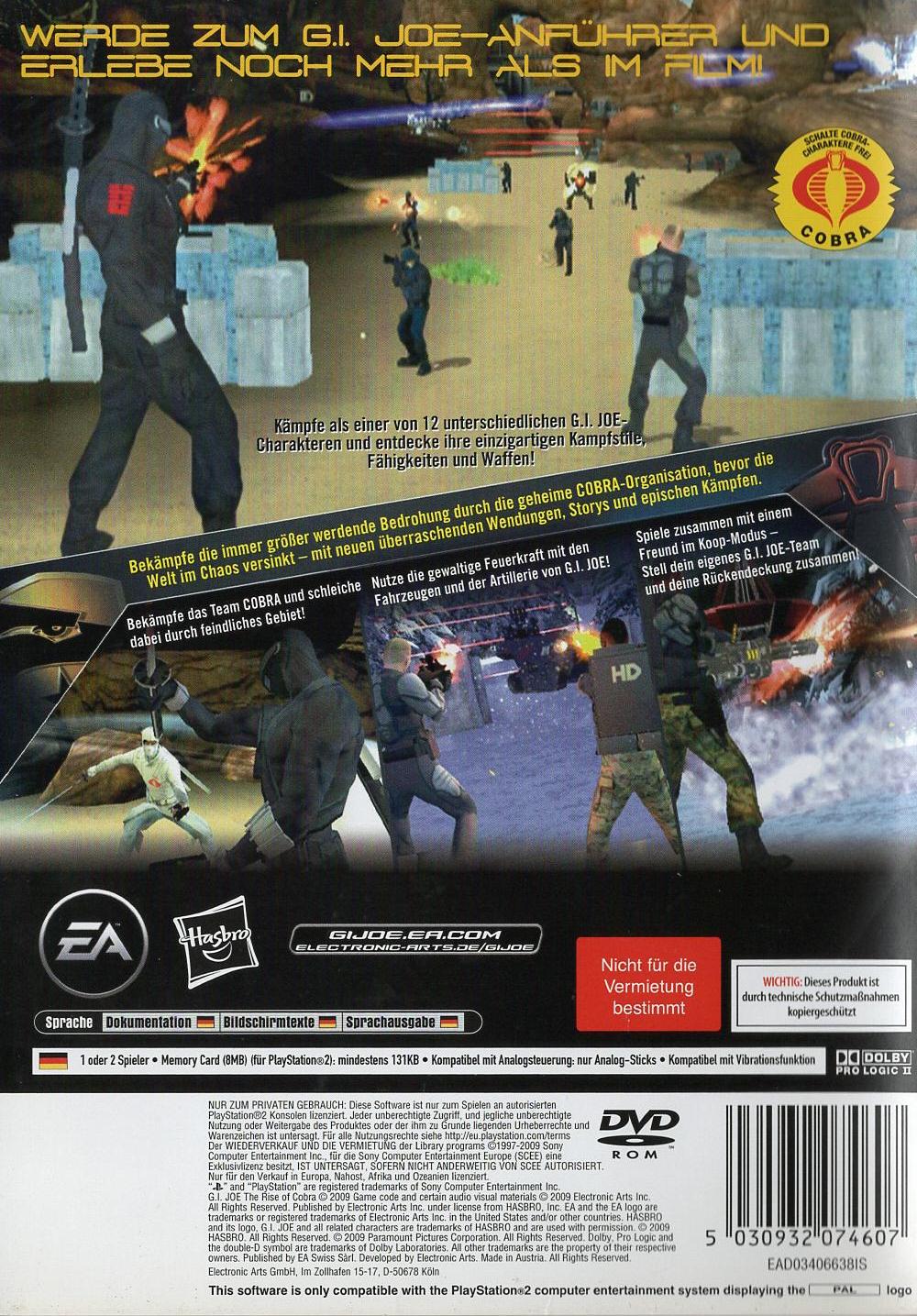 G.I. JOE - Geheimauftrag Cobra - PlayStation 2 Rückseite