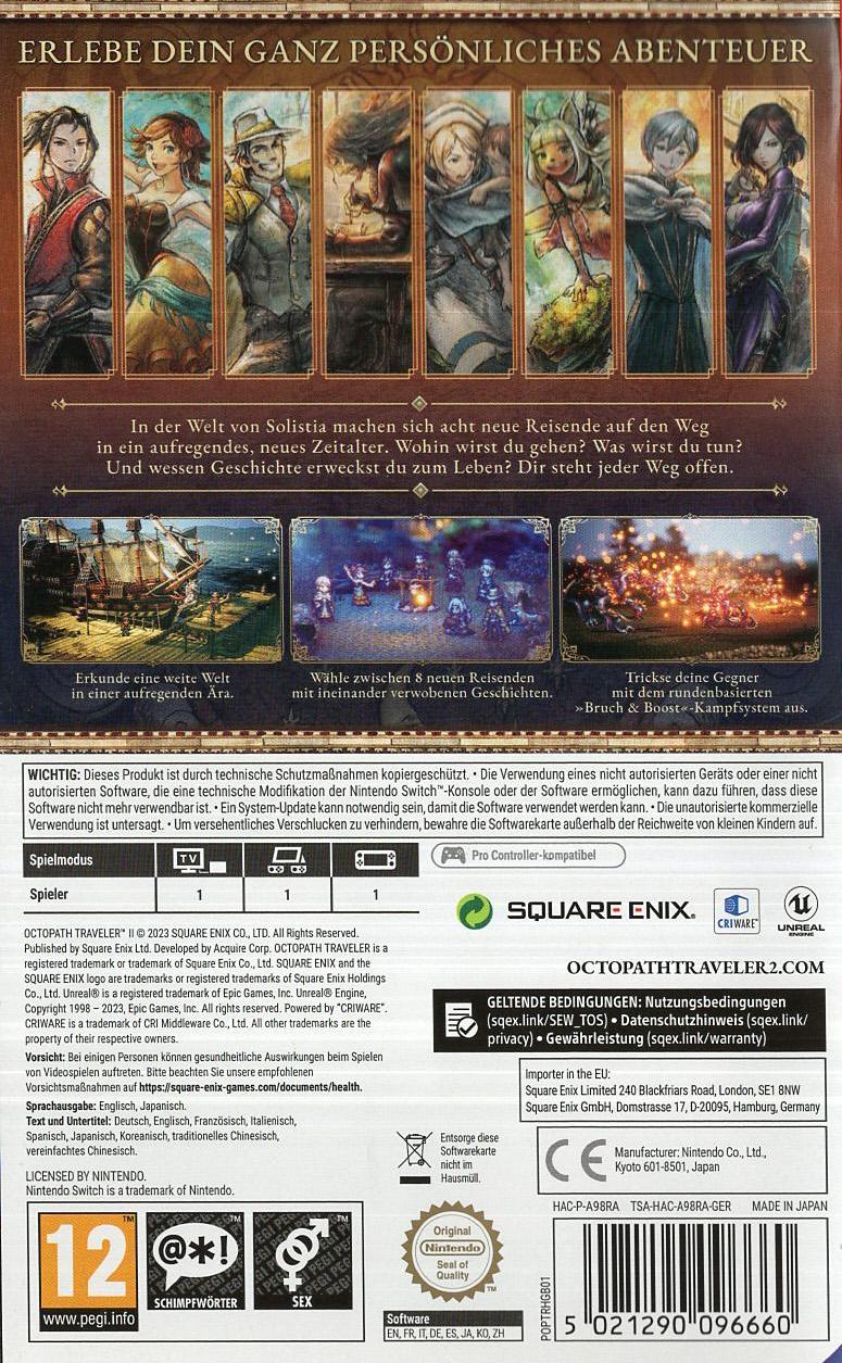 Octopath Traveler II - Nintendo Switch Rückseite