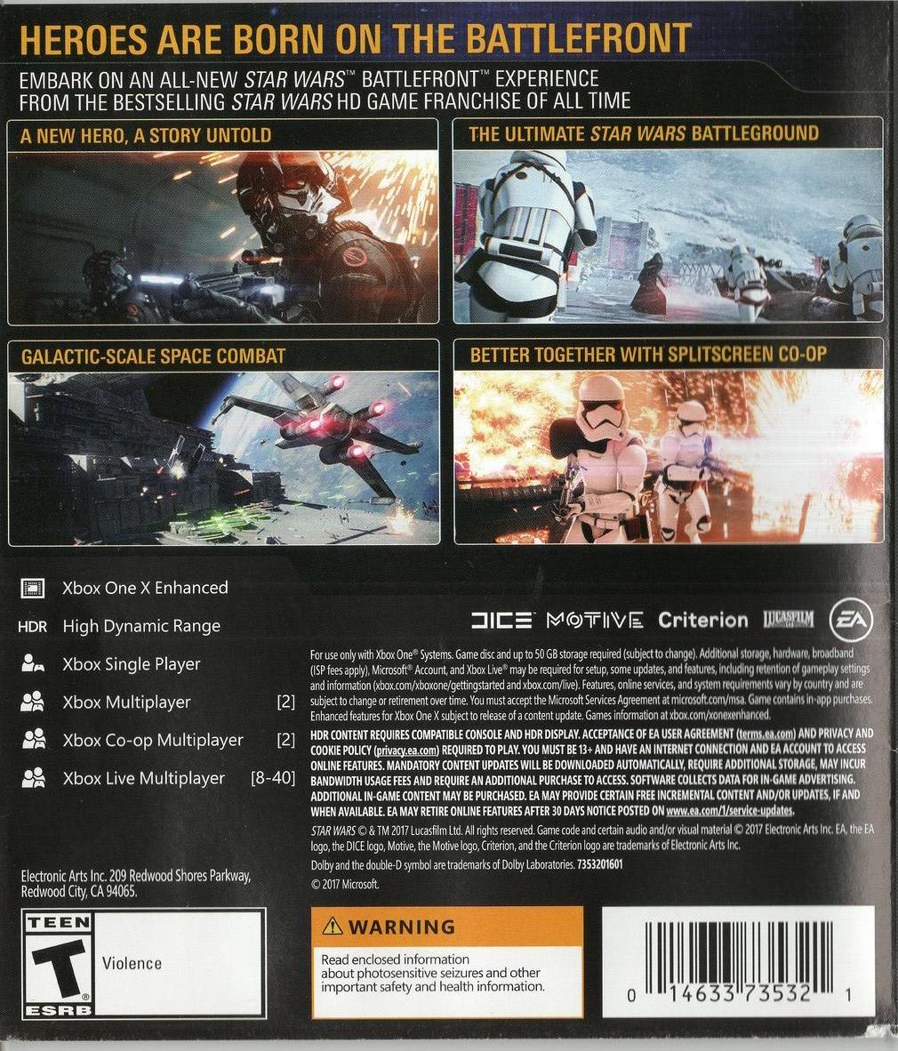 Star Wars Battlefront II - Xbox One Rückseite
