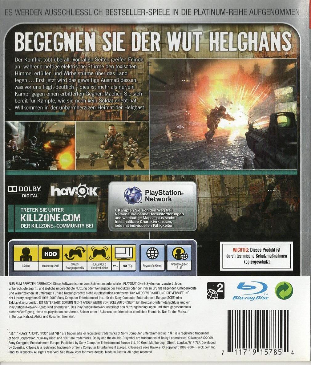 Killzone 2 - PlayStation 3 Rückseite
