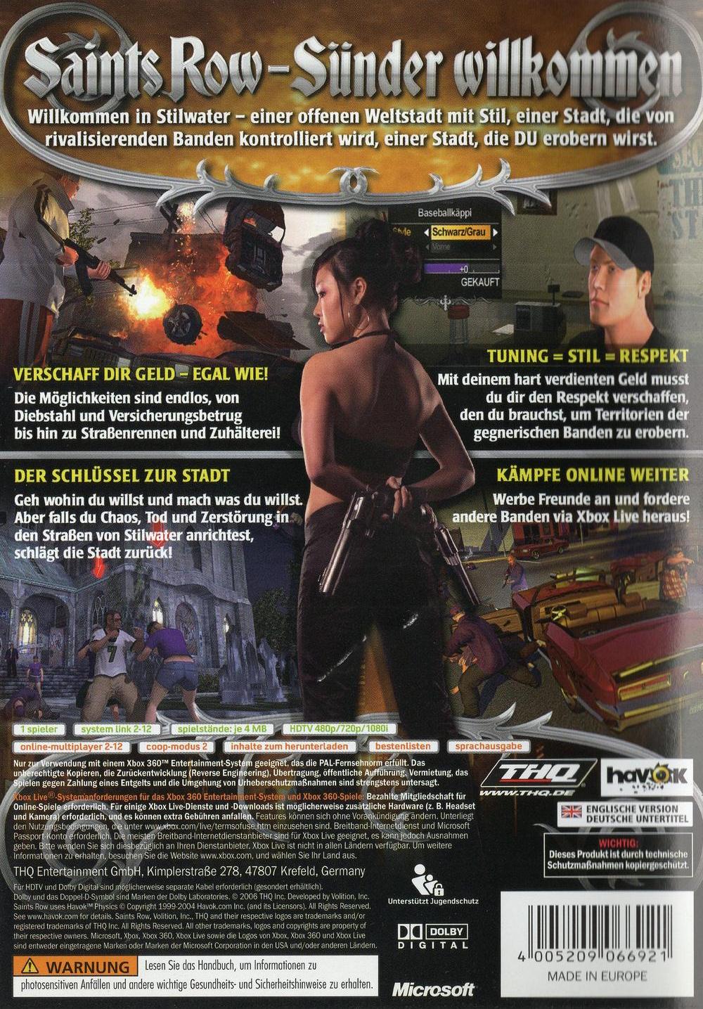 Saints Row - Xbox 360 Rückseite