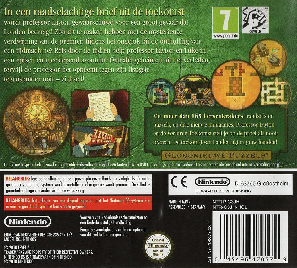 Nintendo Professor Layton und die Verlorene Zukunft NL - Nintendo DS Rückseite