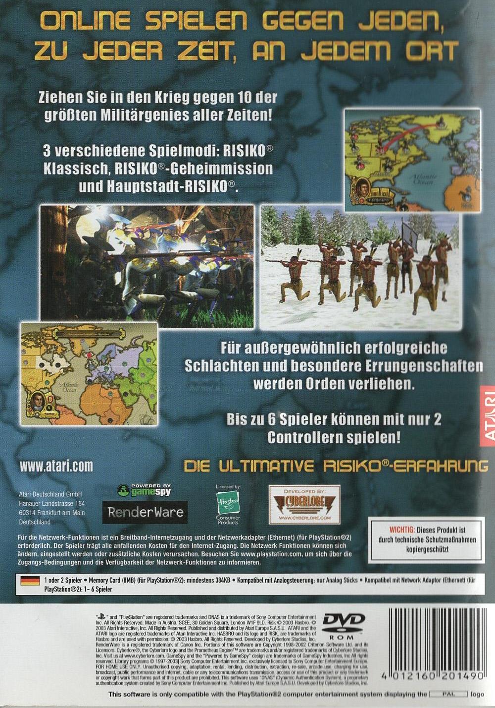 Risiko - Die Weltherrschaft - PlayStation 2 Rückseite