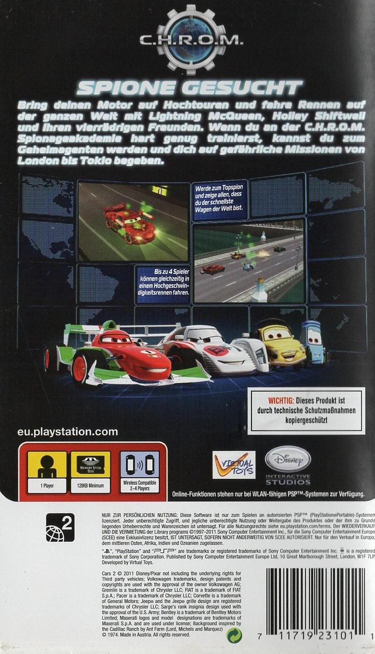 Cars 2 - PlayStation Portable Rückseite