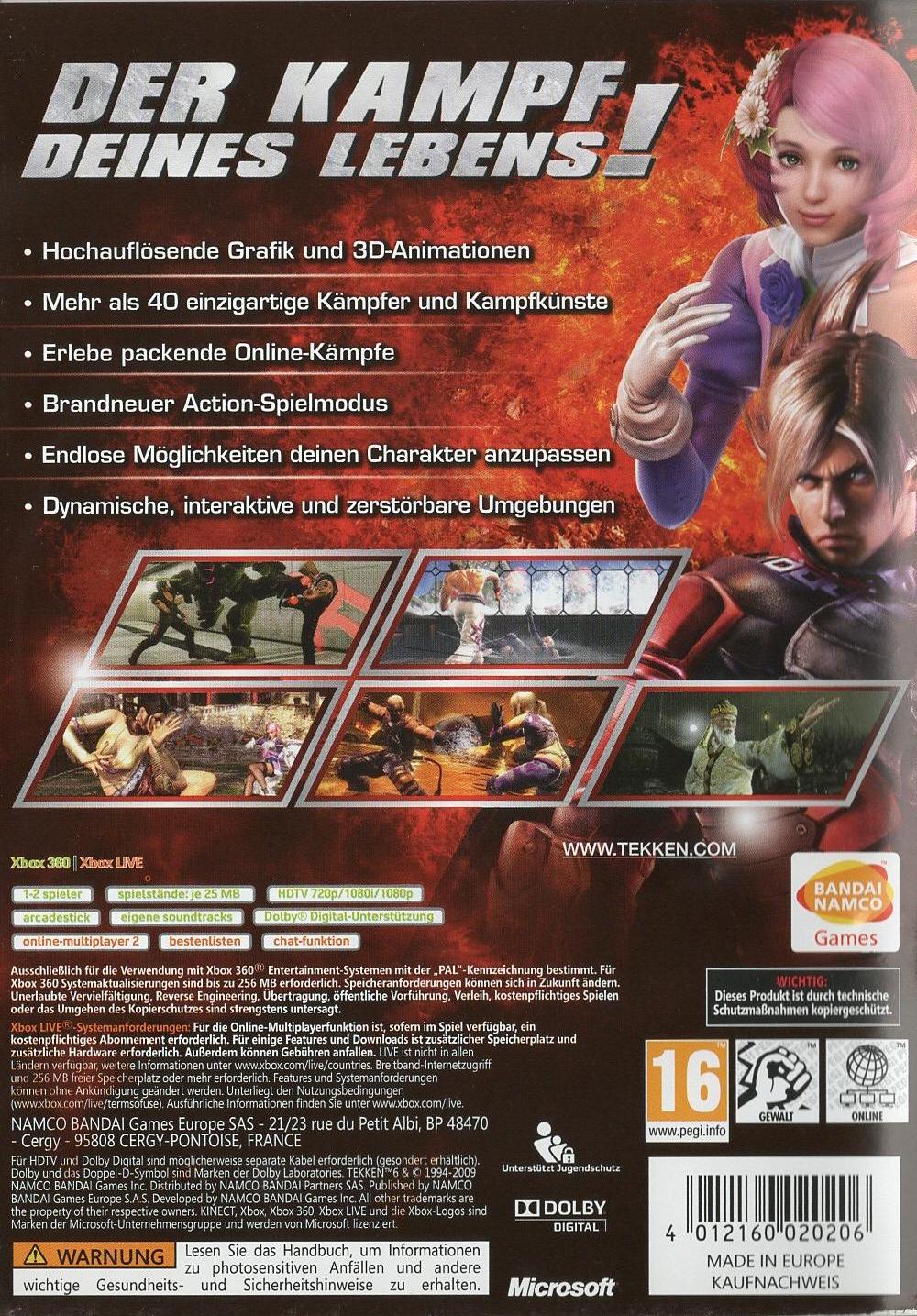 Tekken 6 - Xbox 360 Rückseite