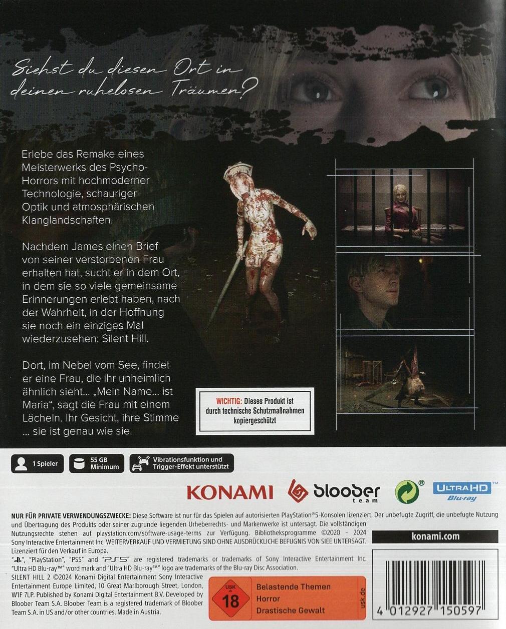 Silent Hill 2 - PlayStation 5 Rückseite