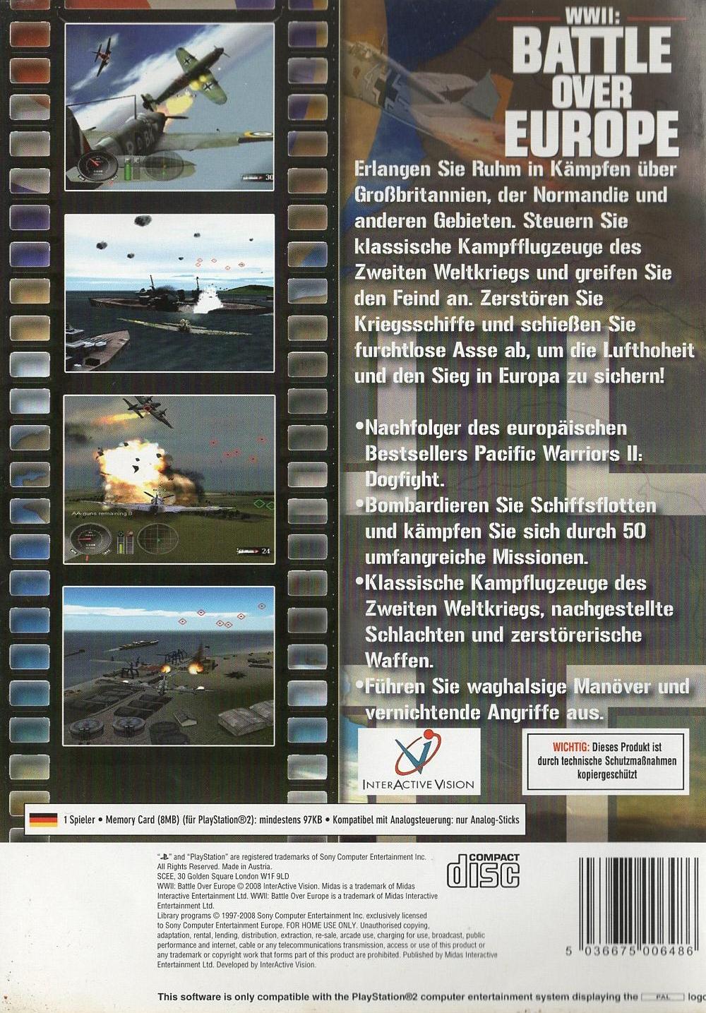 WWII: Battle Over Europe - PlayStation 2 Rückseite
