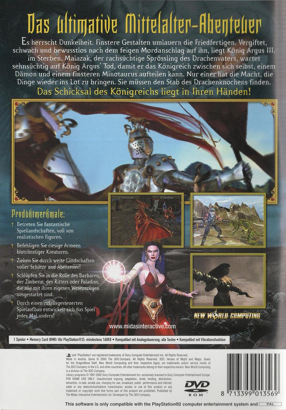 Heroes of Might and Magic - PlayStation 2 Rückseite