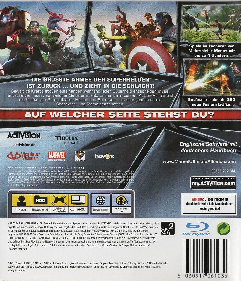 Marvel: Ultimate Alliance 2 - PlayStation 3 Rückseite