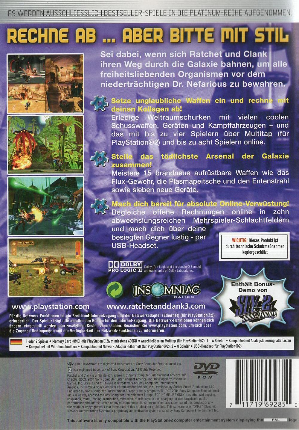 Ratchet & Clank 3 - PlayStation 2 Rückseite