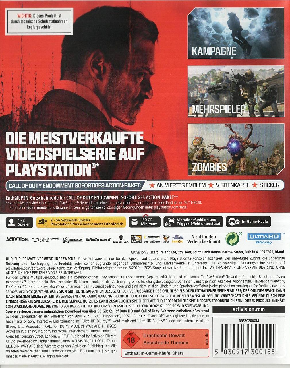 Call of Duty: Modern Warfare III - PlayStation 5 Rückseite