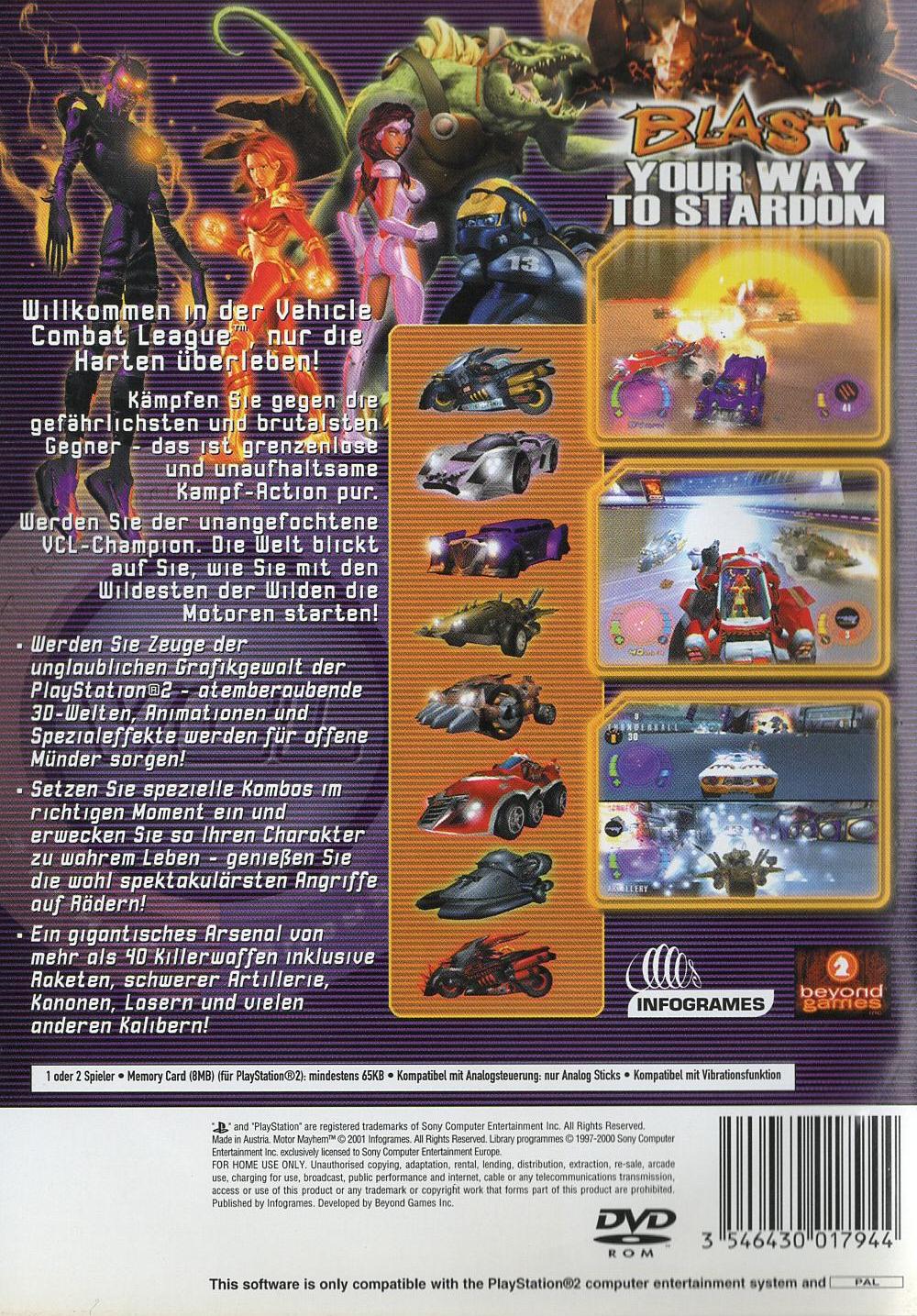 Motor Mayhem - PlayStation 2 Rückseite