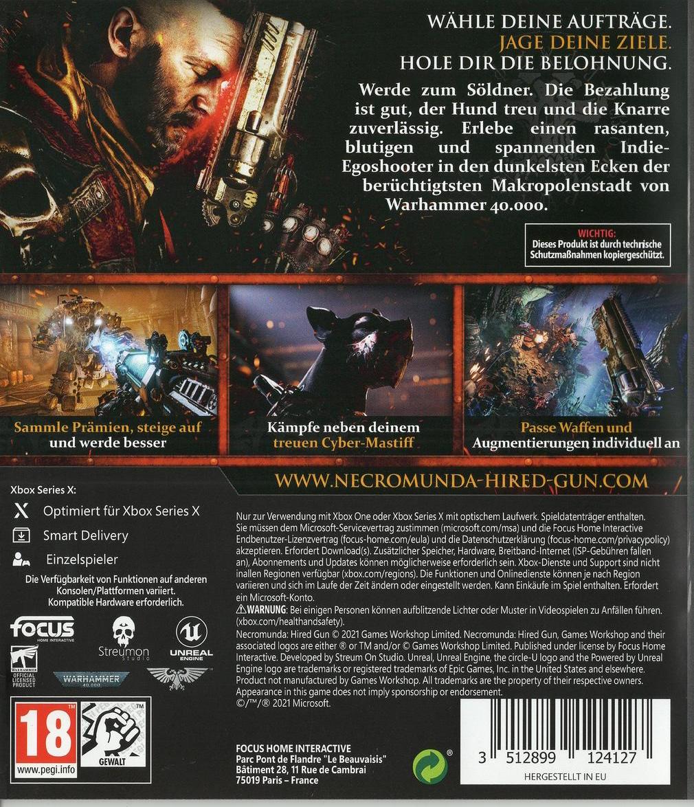 Necromunda: Hired Gun - Xbox Series X/S Rückseite