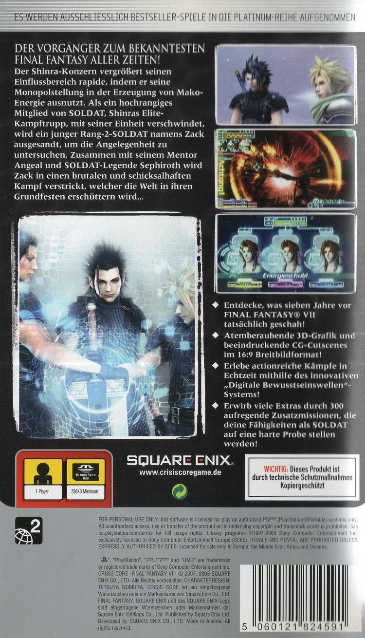 Crisis Core: Final Fantasy VII - PlayStation Portable Rückseite