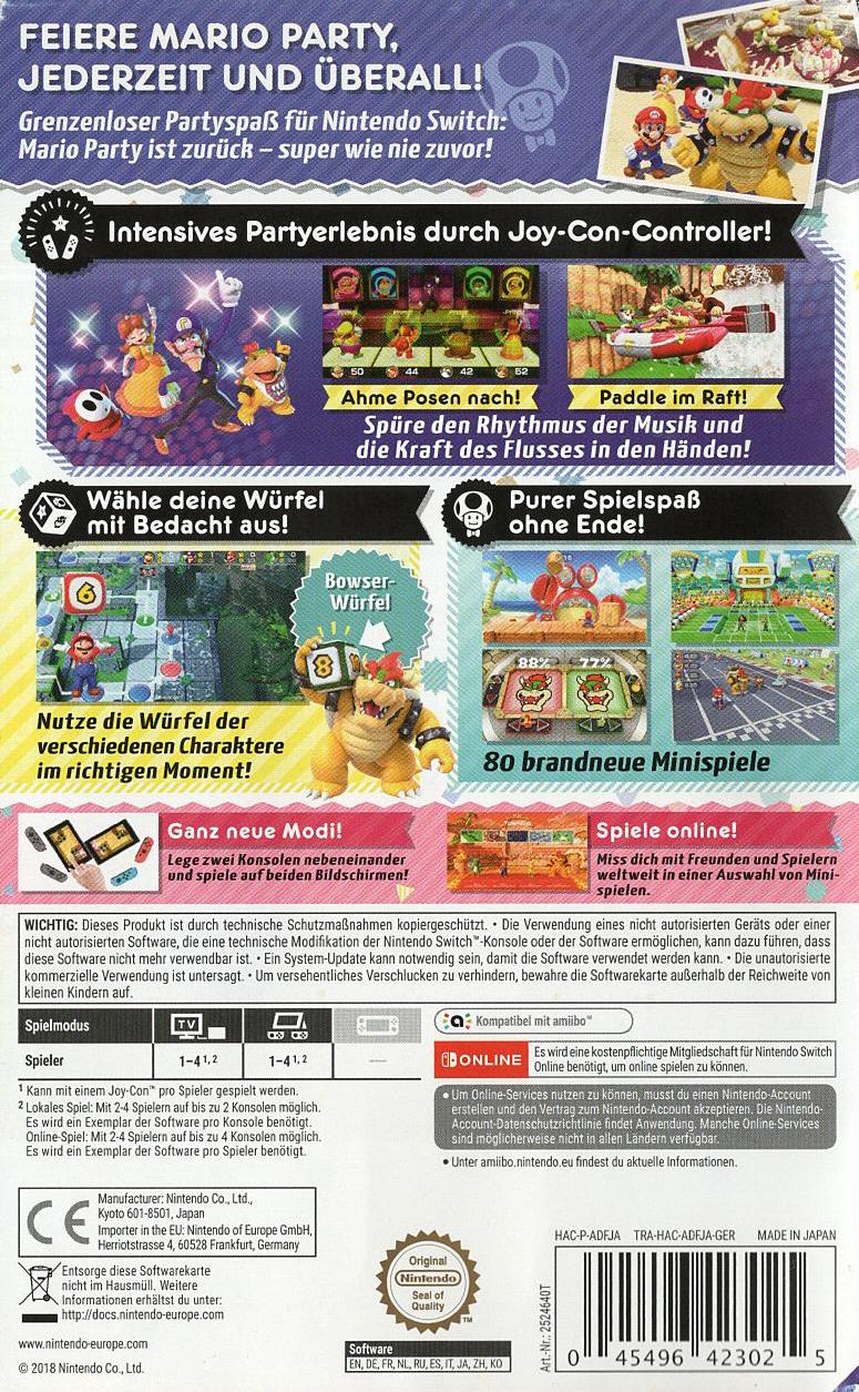 Super Mario Party - Nintendo Switch Rückseite