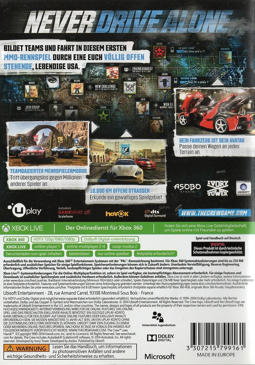 The Crew - Xbox 360 Rückseite