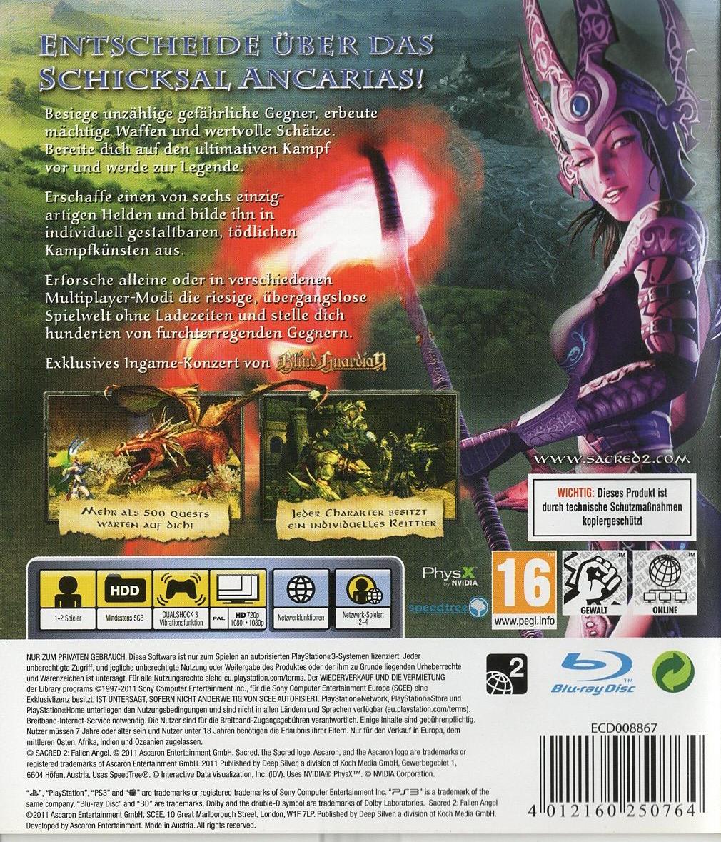 Sacred 2: Fallen Angel - PlayStation 3 Rückseite