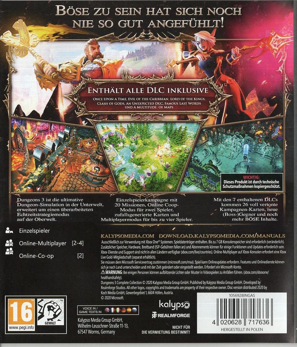 Dungeons 3 Complete Collection - Xbox One Rückseite