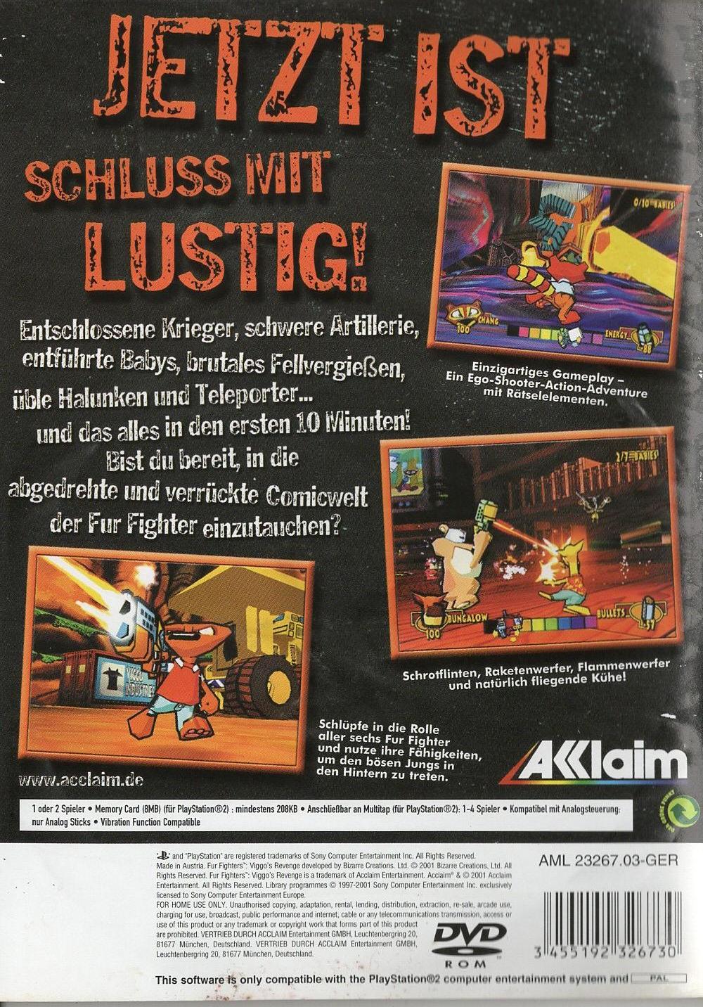 Fur Fighters: Viggo's Revenge - PlayStation 2 Rückseite