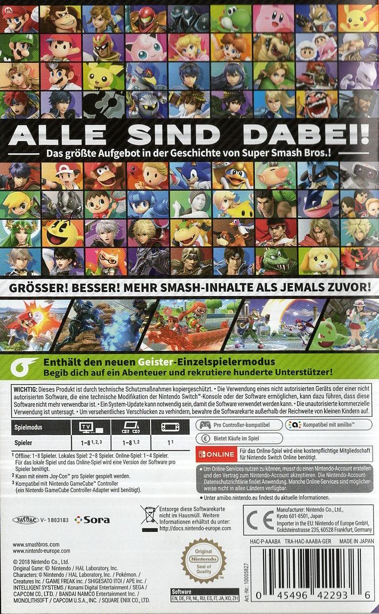 Super Smash Bros. Ultimate - Nintendo Switch Rückseite