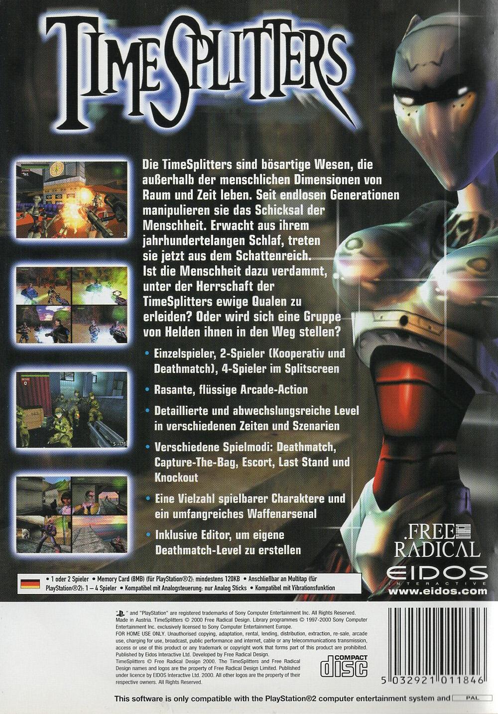 TimeSplitters - PlayStation 2 Rückseite