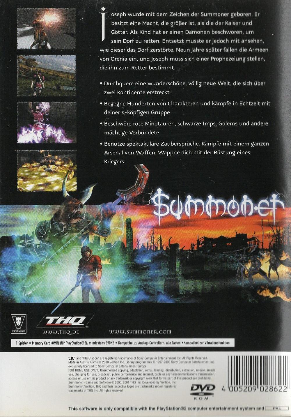 Summoner - PlayStation 2 Rückseite