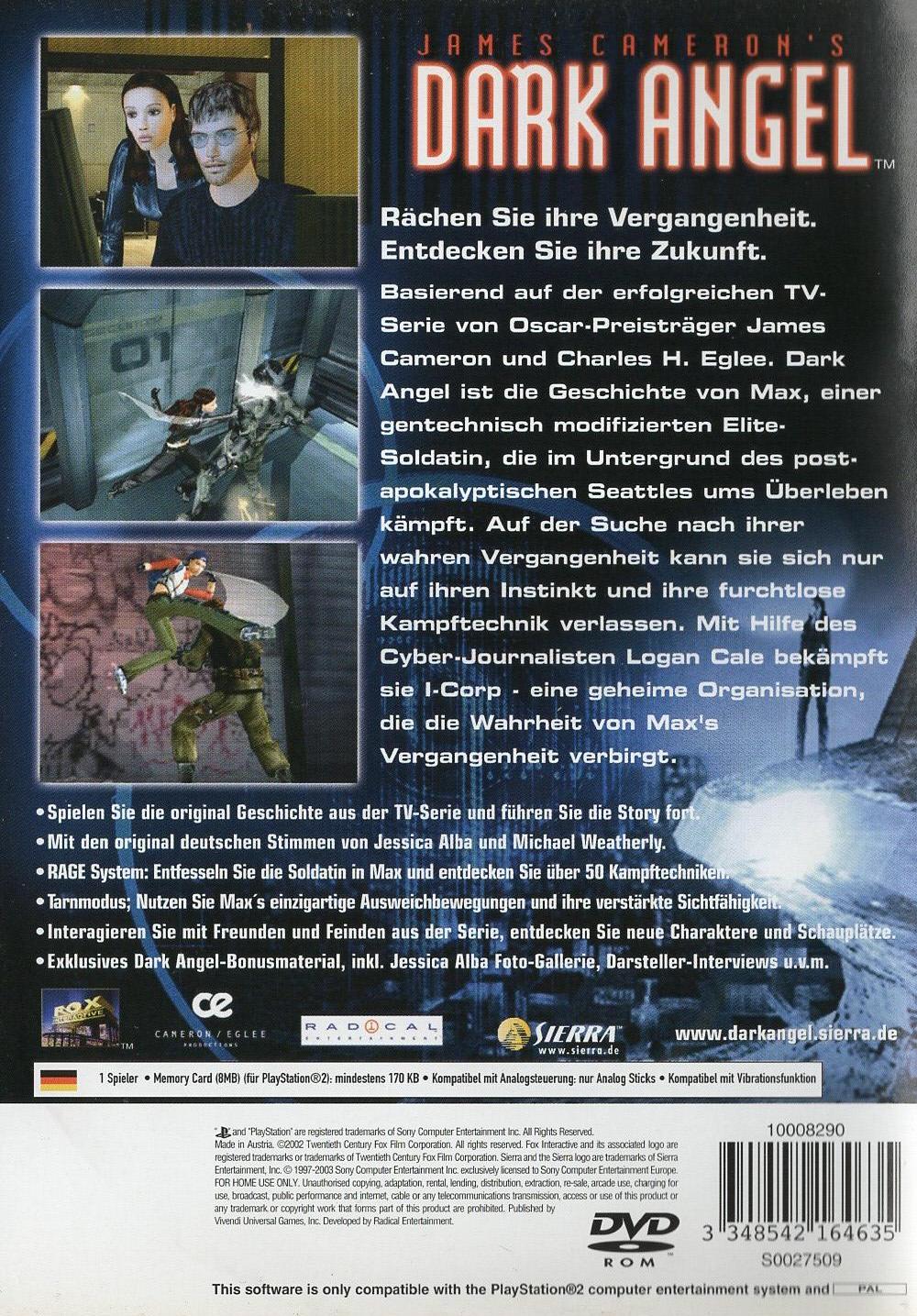 James Cameron's Dark Angel - PlayStation 2 Rückseite