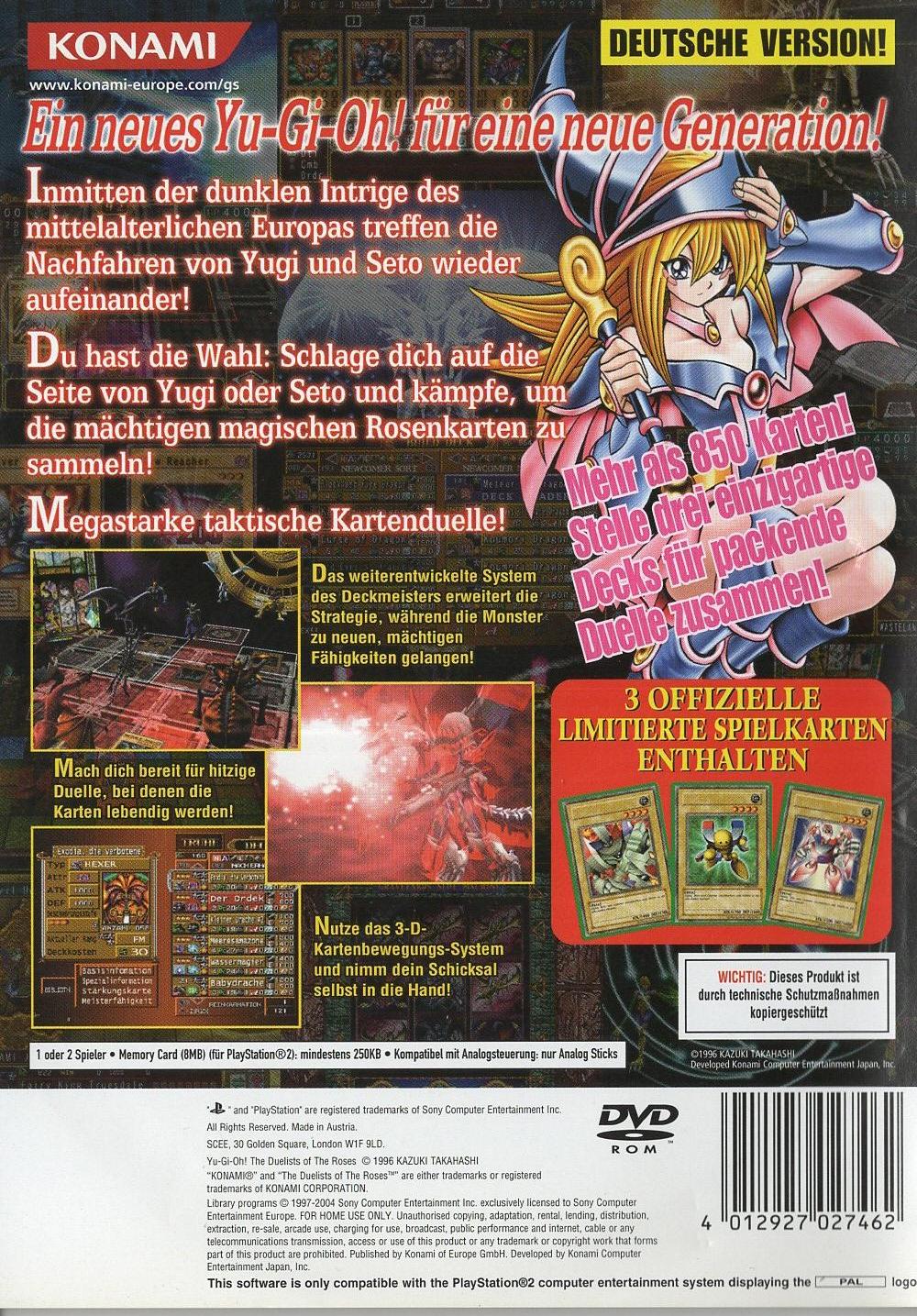 Yu-Gi-Oh! The Duelists of the Roses - PlayStation 2 Rückseite