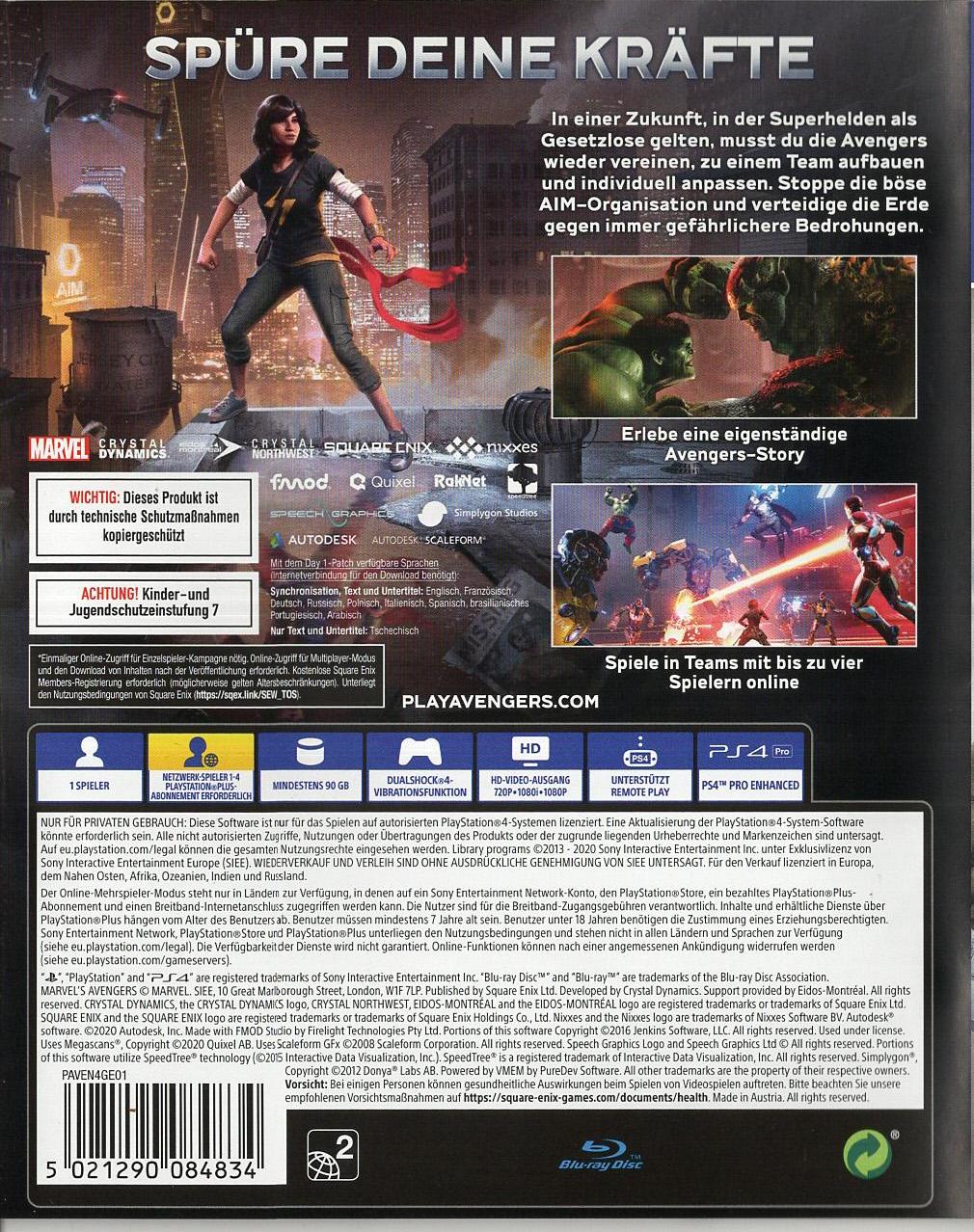 Marvel's Avengers - PlayStation 4 Rückseite