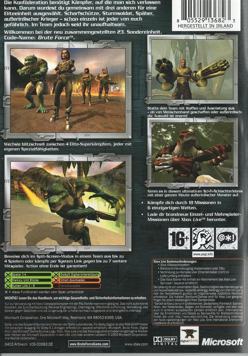 Brute Force - Xbox Rückseite