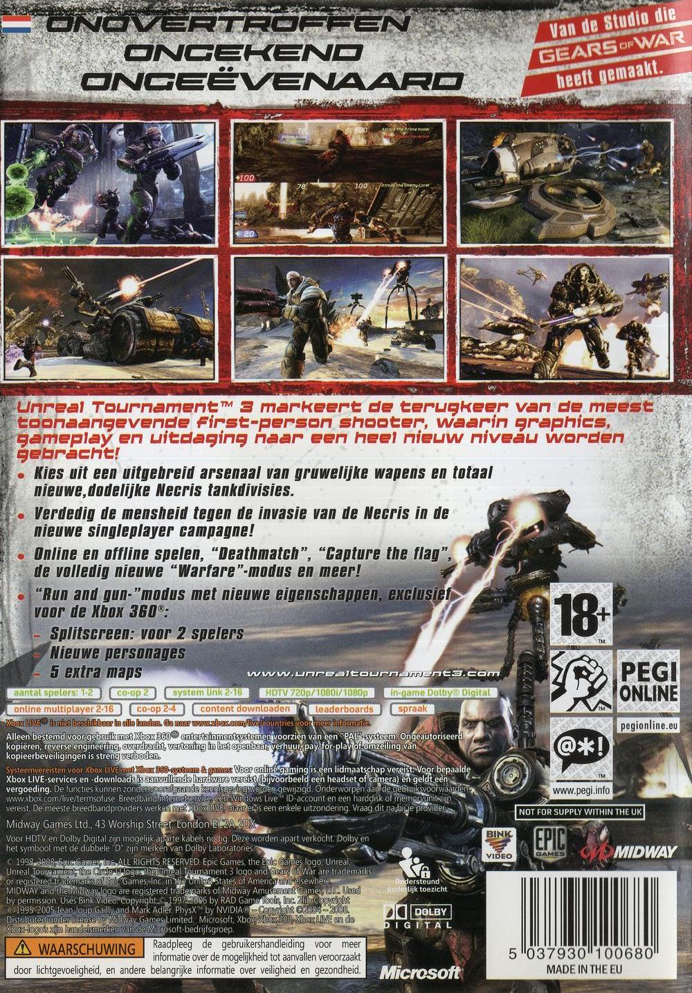 Unreal Tournament III - Xbox 360 Rückseite