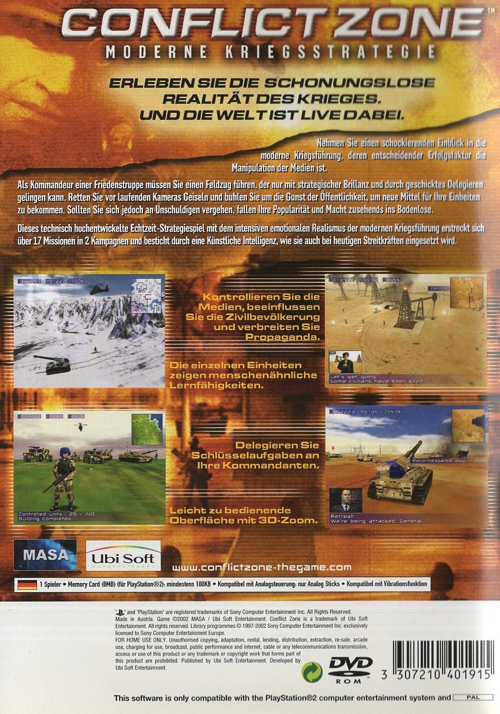 Conflict Zone - PlayStation 2 Rückseite