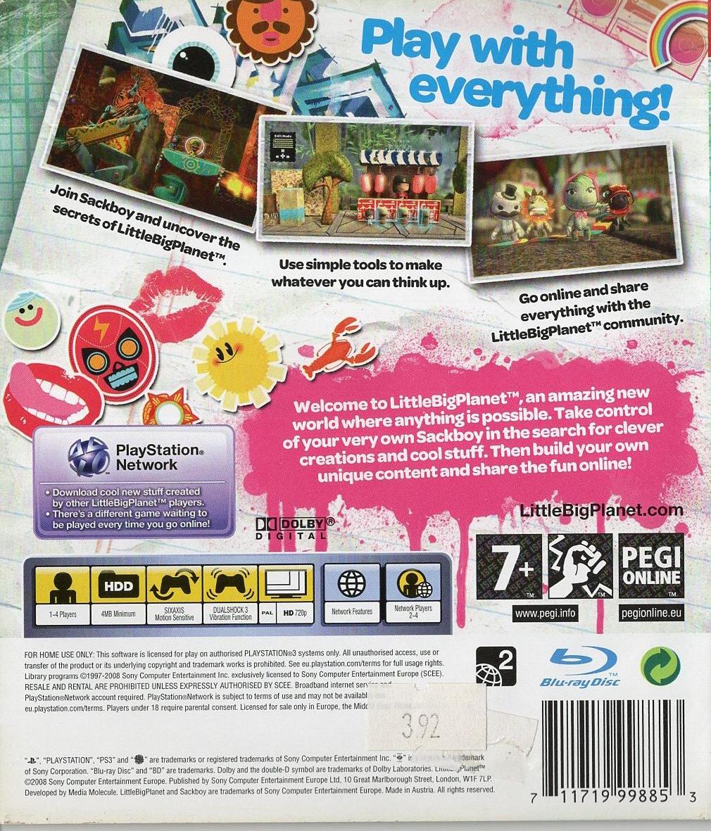 LittleBigPlanet - PlayStation 3 Rückseite