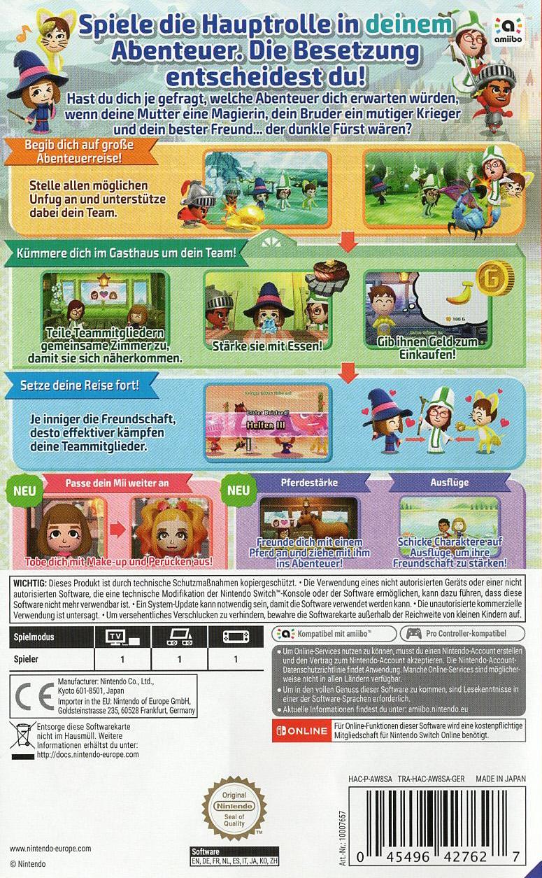 Miitopia - Nintendo Switch Rückseite