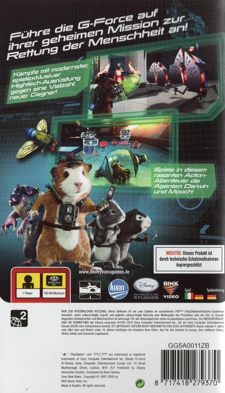 Disney G-Force - Agenten mit Biss - PlayStation Portable Rückseite