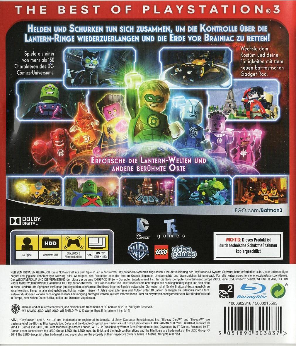 LEGO Batman 3: Jenseits von Gotham - PlayStation 3 Rückseite